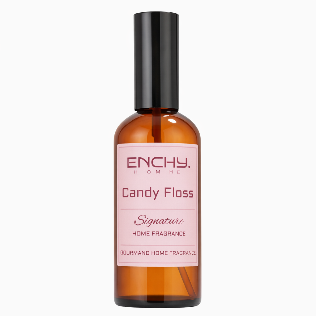 Enchy Candy Floss home fragrance bottle on a white background