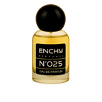 Perfume bottle with black cap and label on a black background