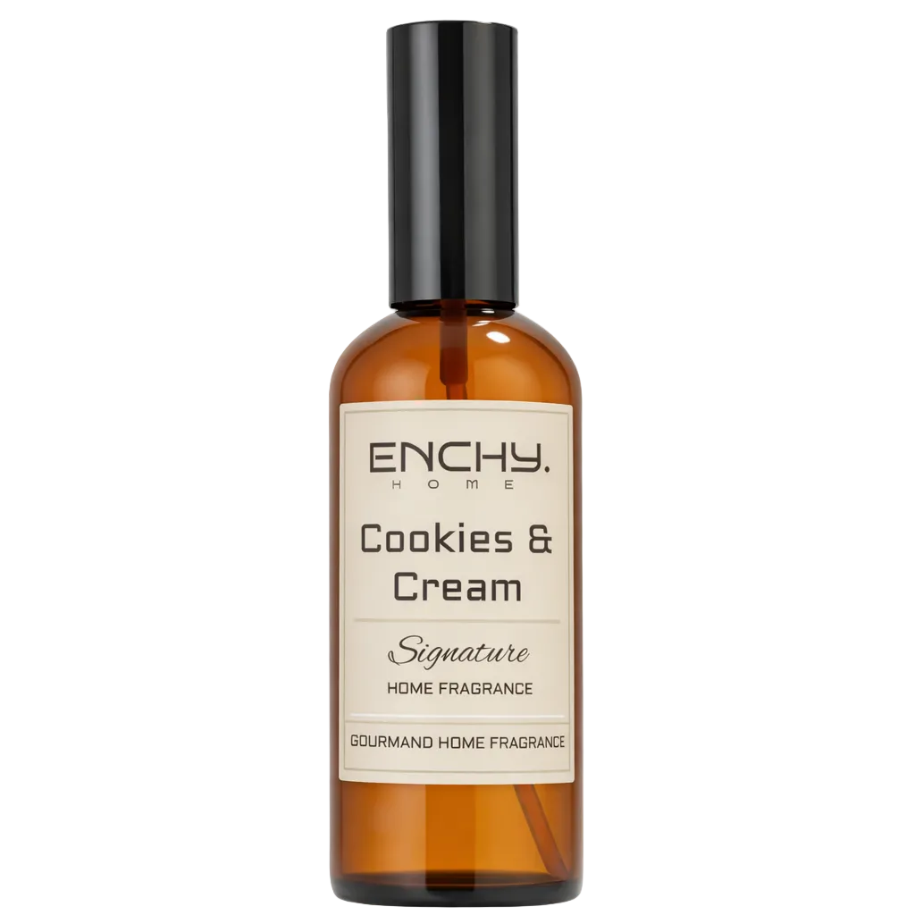 Enchy Cookies & Cream home fragrance bottle on a white background