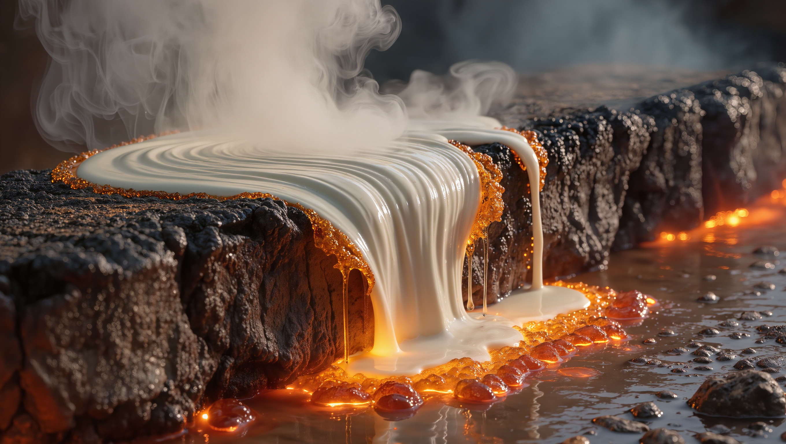 creamy material flowing out 