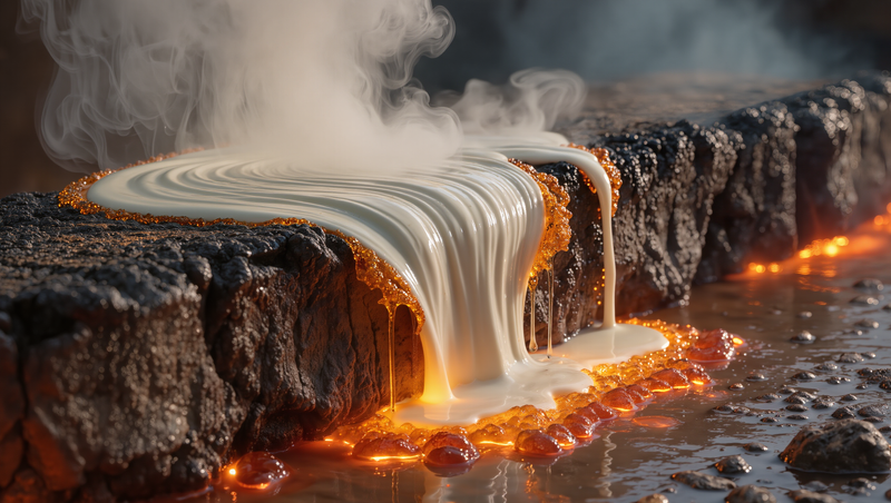 creamy material flowing out 