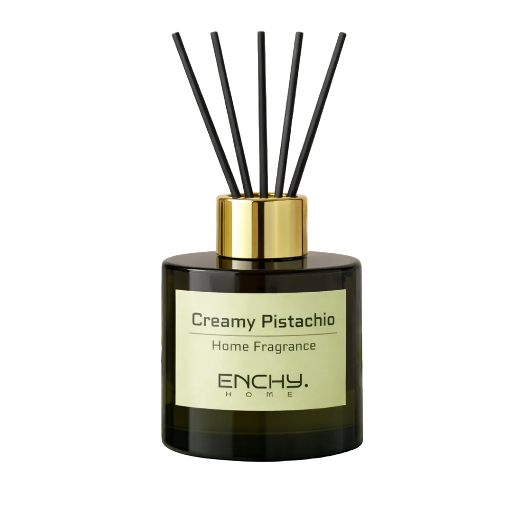 Home fragrance diffuser labeled 'Creamy Pistachio' by ENCHY. 